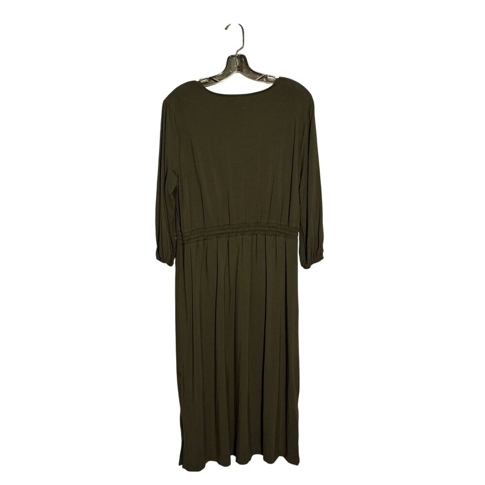 Inherit Olive Midi Knit Dress With Elastic Waistband, Long Sleeves Size XL - Picture 5 of 12